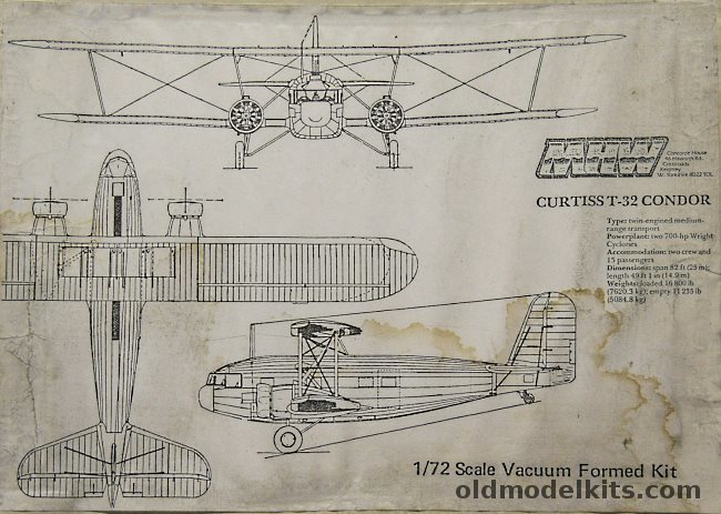 MHW 1/72 Curtiss-Wright T-32 Condor (YC-30 / CT-32 / R4C-1) plastic model kit